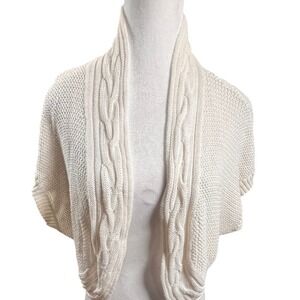 Faded Glory White Cable Knit Open Front Shrug Cardigan Plus Size 2X 18W-20W